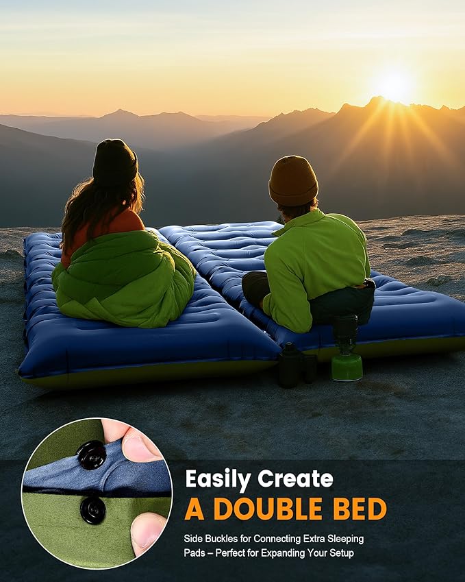 Camping Sleeping Pad,5.9 Inch Thick Camping Mat with Built in Pillow and Foot Pump,Self Inflating Sleeping Pad Ultralight for Camping Backpacking Tent(Green
