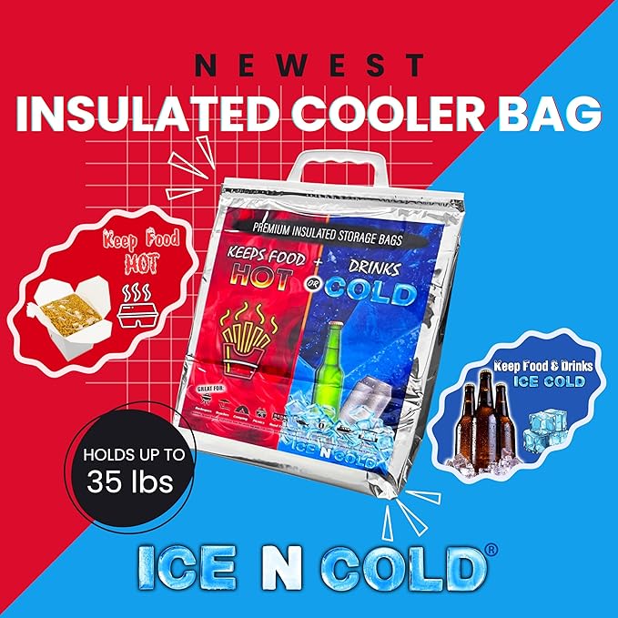 Insulated Picnic/Shopping Cooler Bags for Groceries, Camping, Hiking, Beach, Travel | Lightweight Soft Collapsible | Hot & Cold (Pack of 5, Medium)