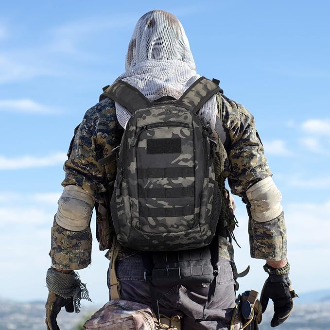 HUNTVP 20L Tactical Backpack Military MOLLE Backpack Daypack Rucksack Gear Tactical Assault Pack Bag for Hunting Camping Trekking (20L-Camo)