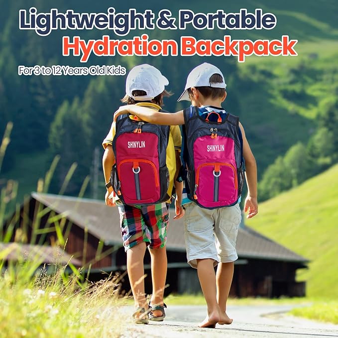2 Pcs Kids Hydration Backpack with 1.5L Water Bladder Lightweight Kids Hiking Backpack Water Rucksack for Boys Girls Climbing Running