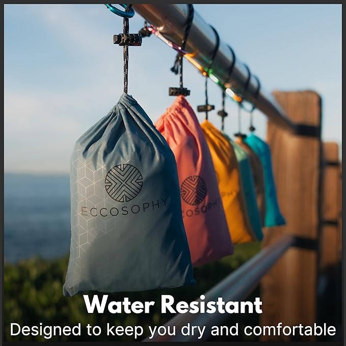 ECCOSOPHY Sand-Proof & Waterproof Picnic Blanket - 60x55, Lightweight, Compact, Ideal for Hiking, Camping, Festivals, Sports, Travel - Includes Bag & Stakes (Caramel)