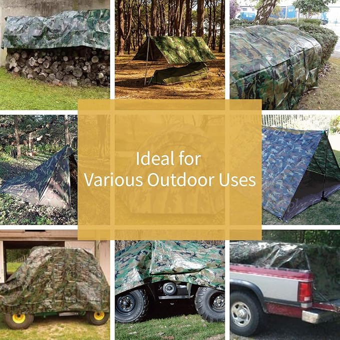 GUARD SHIELD Lightweight Camo Tarp Camouflage Tarps Waterproof 6x6 Feet Poly Cover 6mil
