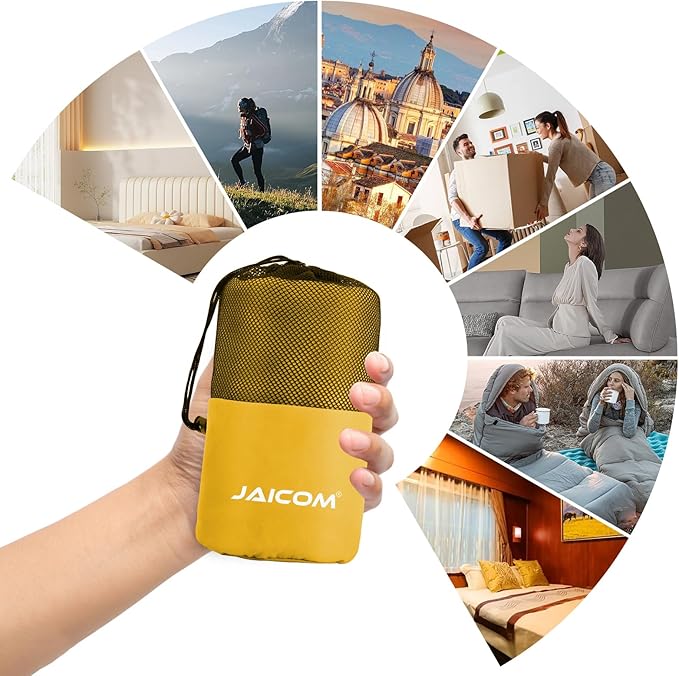 Sleeping Bag Liner, Sleep Sack Travel Sheets, Two-Way-Zipper Expose Feet Separately, Lightweight for Single, Backpacking,Hotels & Hostels, Camping, Travel, Business