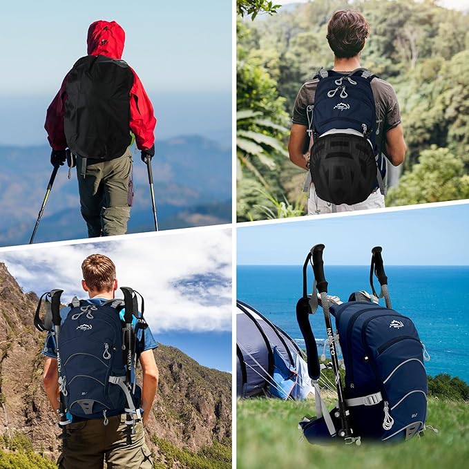 IX INOXTO 20L Hydration Backpack, Waterproof Hiking Internal Frame Backpacks with 2L Hydration Water Bladder and Rain Cover for Men, Lightweight Travel Daypack for Cycling,Camping,Ski (dark blue)