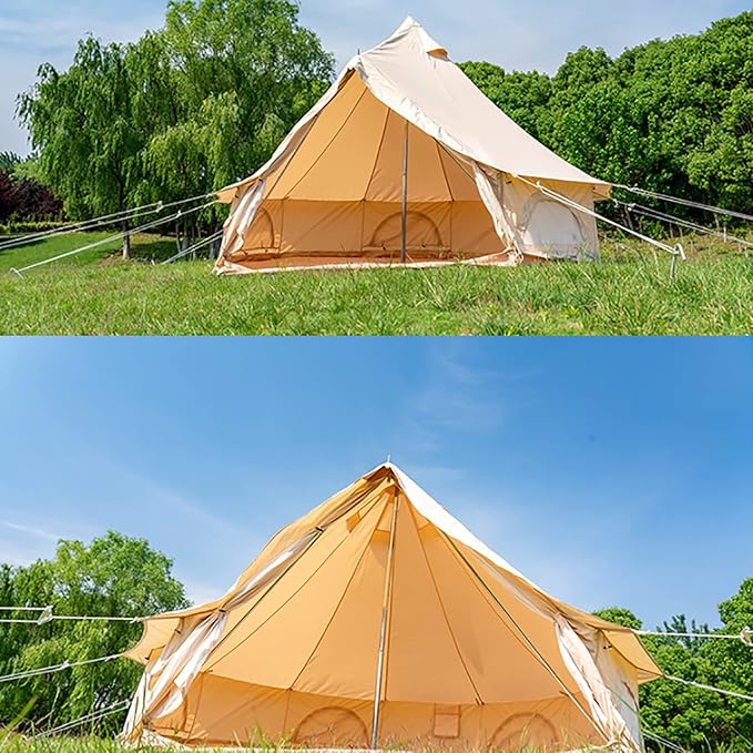 Cotton Canvas Tent with Stove Jack,16.4ft Bell Tent for Luxury Camping,4 Season Luxury Outdoor Camping Yurt Tent, Accommodates 8-10 People