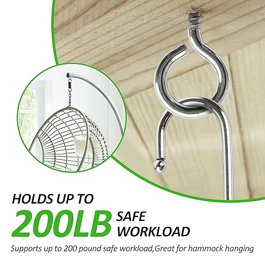 M5 20 Pcs 304 Stainless Steel Screws Eye,2.56 Inch Screw Self Tapping Eye,Load Bearing 200LB, Duty Eye Bolt for Wood Securing Cables Wire,Indoor & Outdoor Use (20, M5 2.56 Inch)