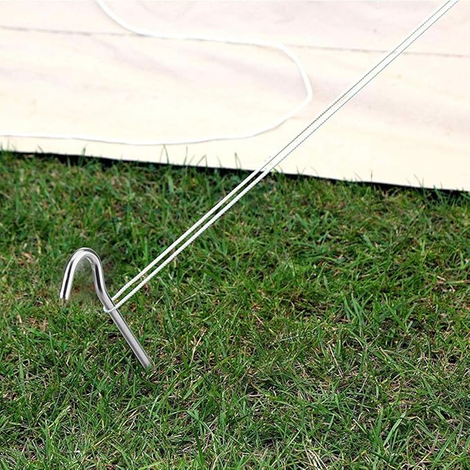 Tent Stakes 9 Inch, Tent Stakes Metal, Heavy Duty Tarp Camping Stakes, Metal Stakes for Inflatables Outdoor Decorations, 8 Pack
