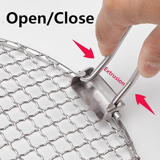 RROMATELX Small Folding Camping Grill,304 Stainless Stee Portable Camping Stove,Campfire Grate,Heavy Duty Rack Camping with Carrying Bag for Outdoor Cooking Backpacking Hiking Picnic BBQ