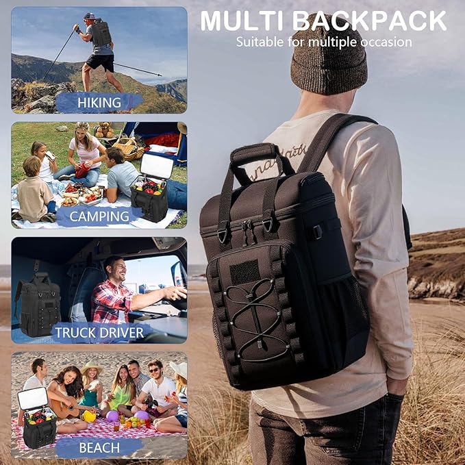 Tactical Cooler Backpack - 42 Cans Backpack Coolers Insulated Leak Proof for Men Adults, Soft Cooler Insulated Backpack for Lunch, Work, Camping, Hiking, Picnic, Beach & Travel
