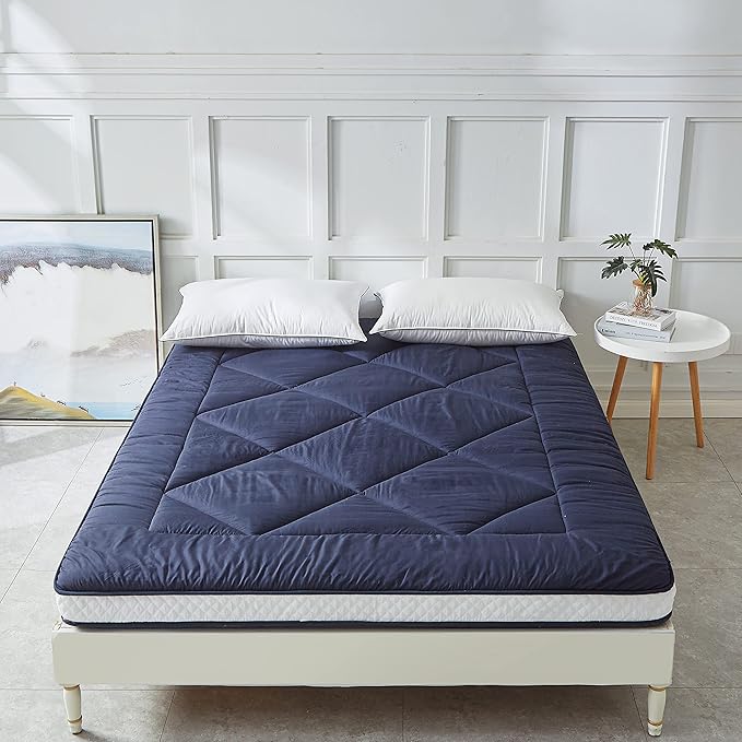 Japanese Foldable & Portable Roll-up Camping Mattress, Blue Twin