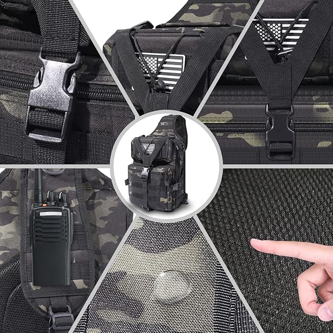 HAOMUK Tactical Sling Bag Pack Military Rover Shoulder Sling Backpack EDC Molle Assault Range Bag