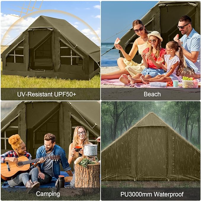 Inflatable Tents for Camping,Easy Blow Up Tent with Hand Pump,4 Seasons Waterproof Air Inflatable Camping Tent House for Family Weekend Camping