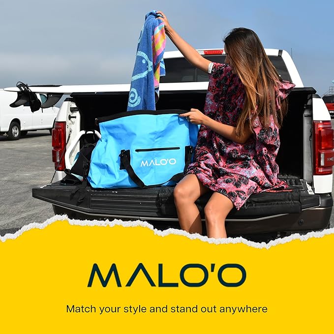Malo’o Waterproof Dry Duffel, Heavy-Duty Roll Top Waterproof Gear Bag with Shoulder Strap & Molle Loops, Marine Duffel for Kayaking, Boating, Camping, Beach & Travel, Blue, 60L
