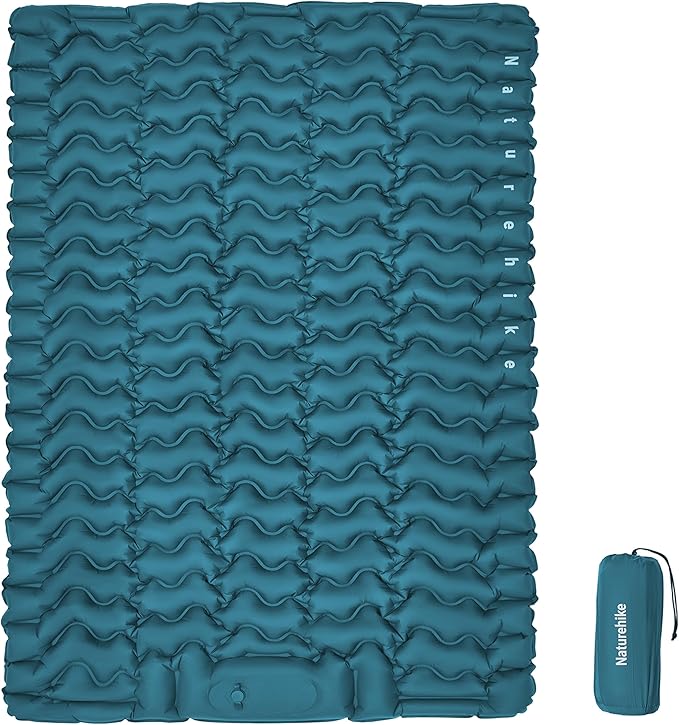 Naturehike Double Camping Sleeping Pad, Ultralight Inflatable Sleeping Mat with Pillow Built-in Pump, 2.6 Inch Lightweight Air Mattress for Backpacking, Hiking, Traveling