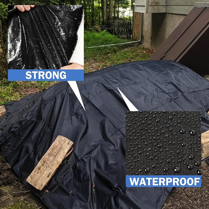 12x16FT Tarps Heavy Duty Waterproof, Large Heavy Duty Tarps with Grommets Reinforced Edges, UV Resistant, Tear&Fade Resistant, 16 Mil Black Covers for Camping Patio Roof Boat Outdoor