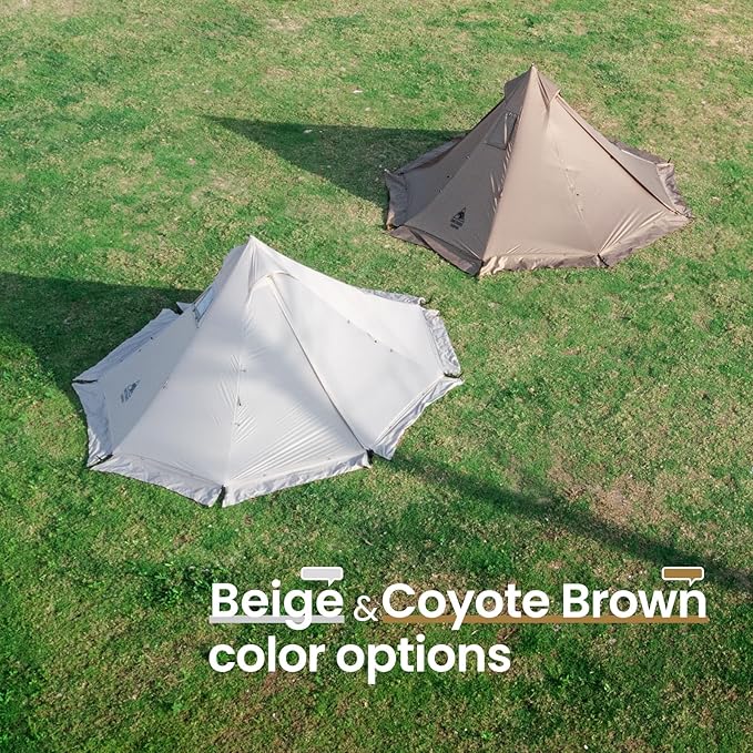OneTigris Smokey HUT Hot Tent with Stove Jack, Ultralight 4 Season Tipi Tent with Snow Skirt & Detachable Floor for Camping, Hiking, Bushcraft, Backpacking