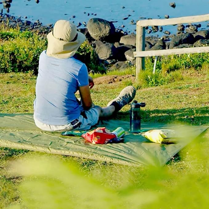 JEELAD Tent Footprint Camping Tarp Picnic Mat Waterproof Tent Floor Saver Ultralight Ground Sheet Mat for Hiking, Backpacking, Hammock, Beach with Storage Bag (Green, L)