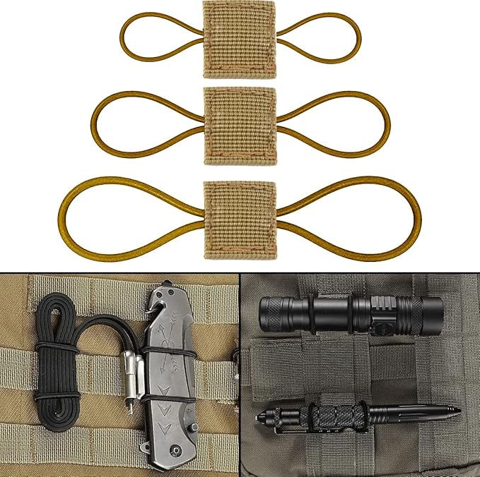 Molle Attachments, Tactical Backpack Accessories, Molle Webbing Binding Ribbon Multipurpose Tactical Bag Molle Accessories (3 Size Kit, Tan)