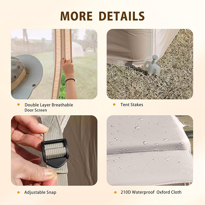 Inflatable Tents for Camping, Easy to Install Blow Up Tent with Air Pump, Waterproof and Windproof 300D Oxford Cloth Air Tents with Tear Resistant Mesh Zipper Adult 5-8 Person