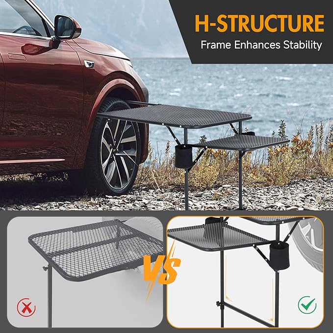 CDEN Tailgate Table, Car Desk, Tailgate Table, Car Camping, Camping Tables, Vehicle Tables, Adjustable Height, Lightweight