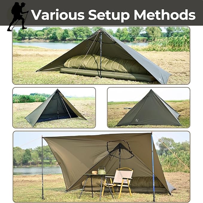 Onewind Lightweight Poncho Shelter, Solitary Shelter Cape Silnylon Emergency Survival Shelter Ultralight Minimalist Shelter for Camping Hiking Backpacking Bug Out Bag