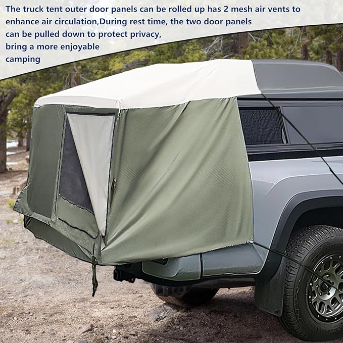 Full-Size Truck Bed Tent,Outdoor 600D Waterproof Truck Tent Compatible with Fits Ford F-150,Chevy Silverado,Toyota Tundra,Tacoma (2005+),Tailgates 58",Designed for Full-Size Trucks with Caps