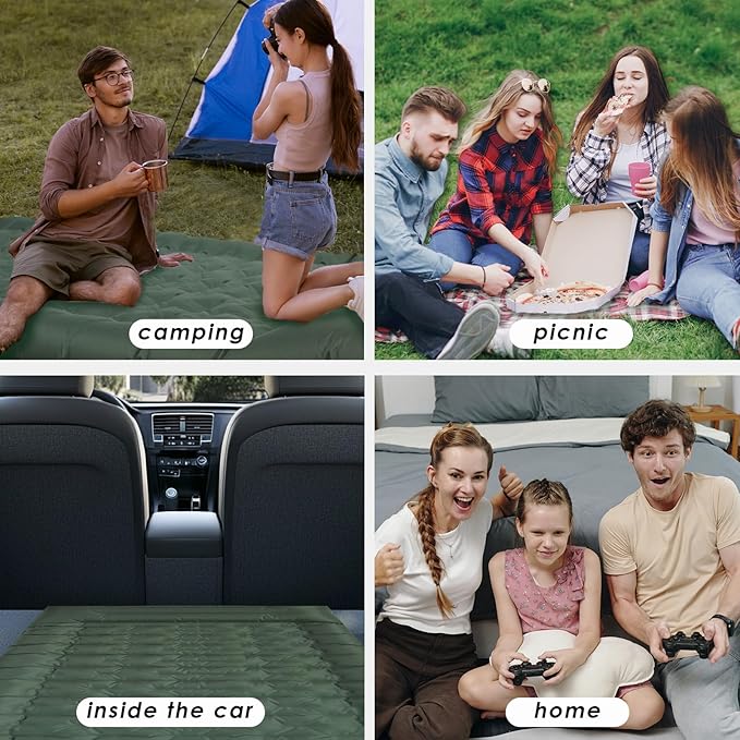 Camping Sleeping Pad with Pillow, Extra Thick 4.8 inch Ultralight Self Inflating Air Mat, Compact Lightweight Insulated Inflatable Sleep Mattress for Backpacking, Camp, Hiking, Tent