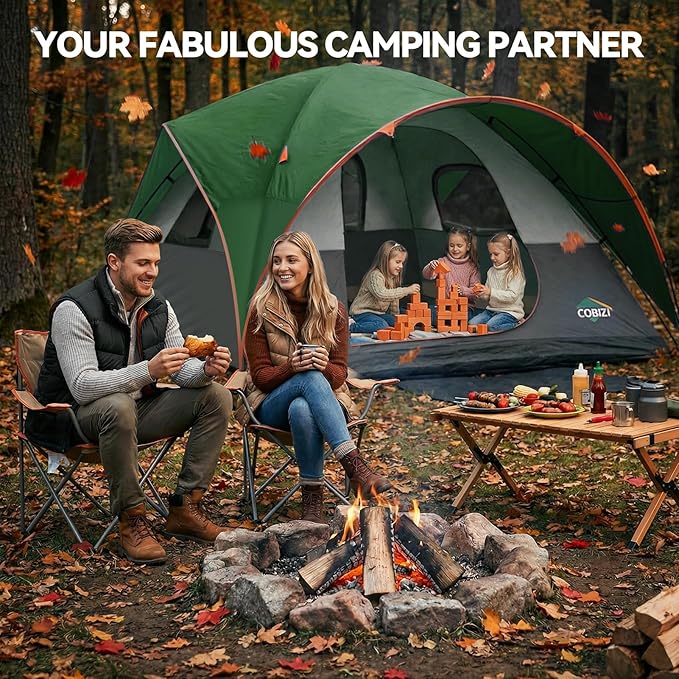 COBIZI 4-6-8-10 Person Camping Tent, Spacious Family Tents for Camping Ideal, Hiking, 3500mm Waterproof Double-Layer Windproof Tent for Hiking & Backpacking