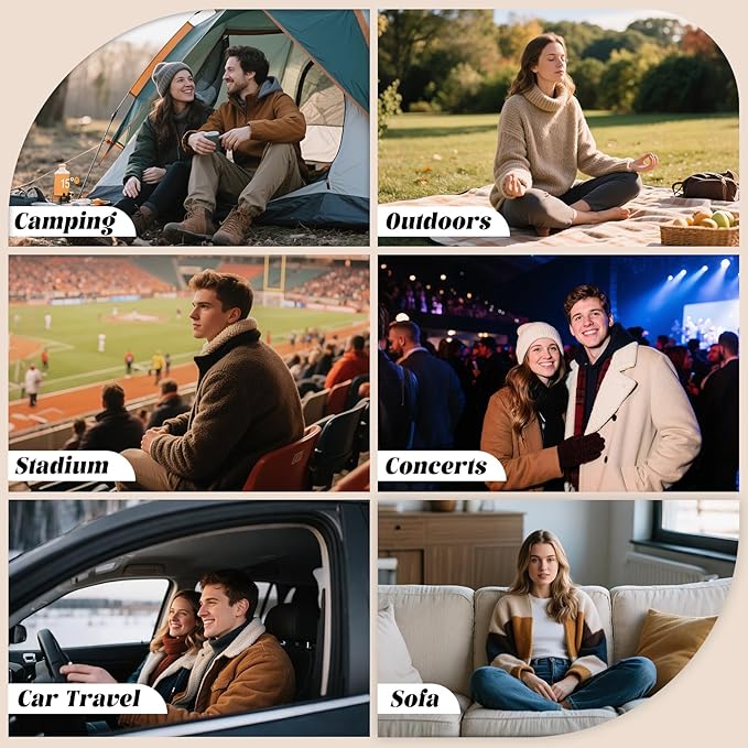 Fleece Camping Blanket, Large Poncho Wearable Blankets, Soft, Warm & Cozy, Lightweight, Portable, 74.5 in * 63 in, for Outdoors, Stadium, Concerts, Travel, Sports, Hiking, Beach, Sofa, Festival