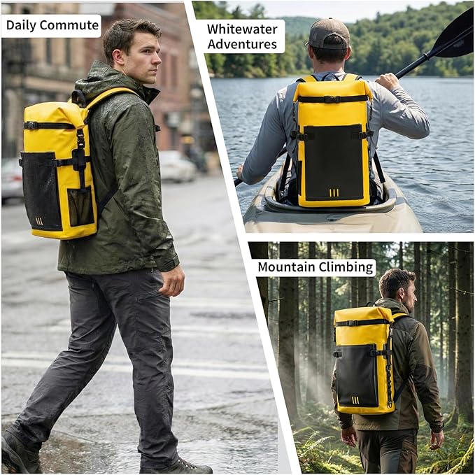 Waterproof Dry Bag,Heavy Duty Hiking Backpack Roll-Top Closure Bag for Kayaking, Hiking, Camping, Boating- Men/Women 