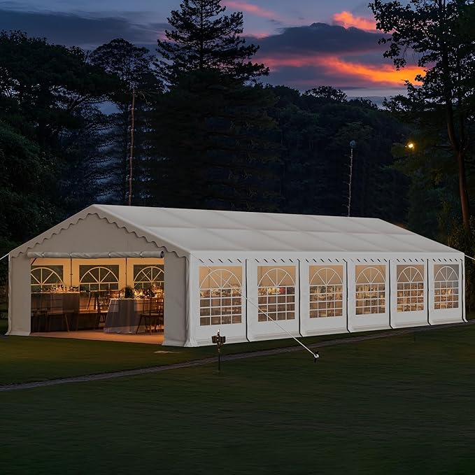 MFSTUDIO 20'x40' Party Tent, Outdoor Heavy Duty Party Tents with Removable Sidewalls, Large Canopy Tent Shelter for Outdoor Events Wedding Birthday, White