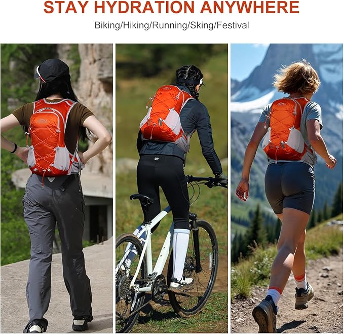 IX INOXTO Hydration Backpack, 18L Lightweight Hiking Backpack with 2L Water Bladder Daypack Women Men, Water Backpack Insulated Hydration Pack for Hiking, Running, Festival, Cycling