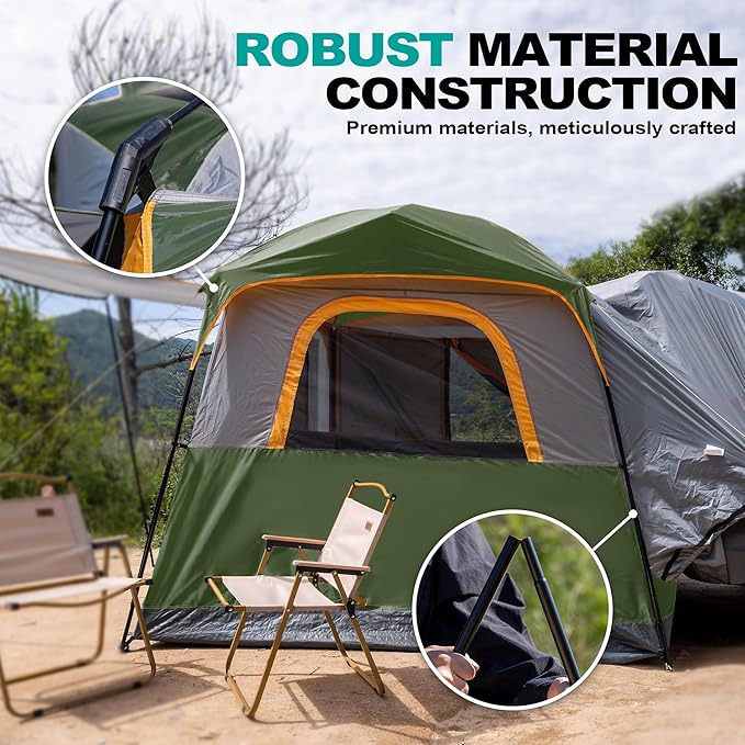 SUV Tent for Camping,Waterproof PU2000mm, Fits 5-8 People,Spacious Double Layer Design, Includes Rainfly & Storage Bag, 8FT L x 8FT W x 7.2FT H | for Camping, Waterproof PU2000mm, Spacious Double Layer Design, Includes Rainfly, Storage Bag