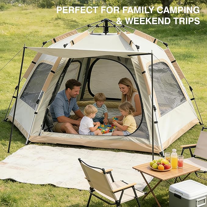 Instant Tent Person - Automatic Pop Up Camping Tent/Silver Coating UV Protection, Waterproof Portable for Backpacking & Camping with Carring Bag(Easy Setup & Fold)