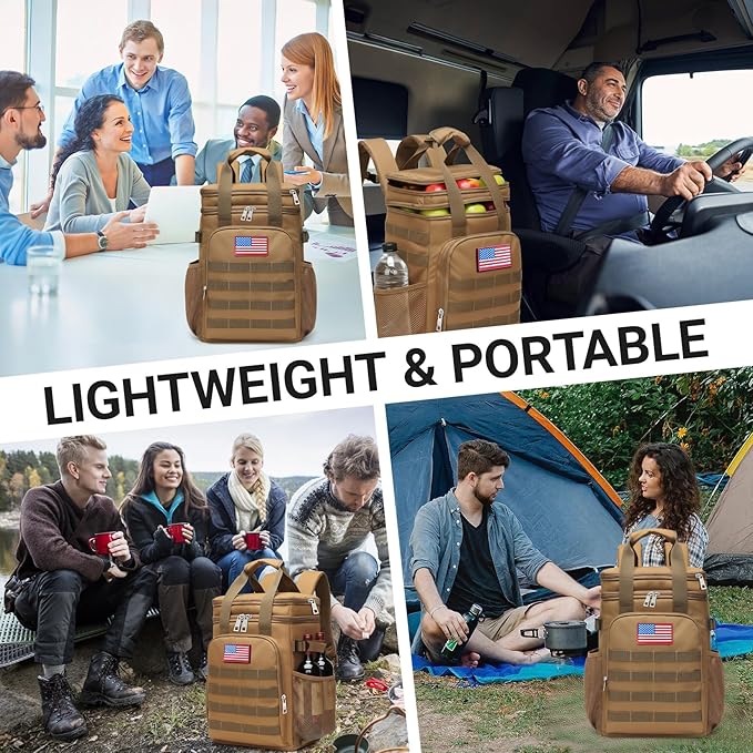 Tactical Backpack Cooler,Large Cooler Backpack Lunch Box for Men Adults Work with Handle,Insulated Soft Thermal Bag