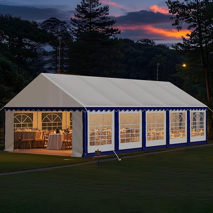MFSTUDIO 16'x32' Party Tent, Outdoor Heavy Duty Party Tents with Removable Sidewalls, Large Canopy Tent Shelter for Outdoor Events Wedding Birthday, Blue