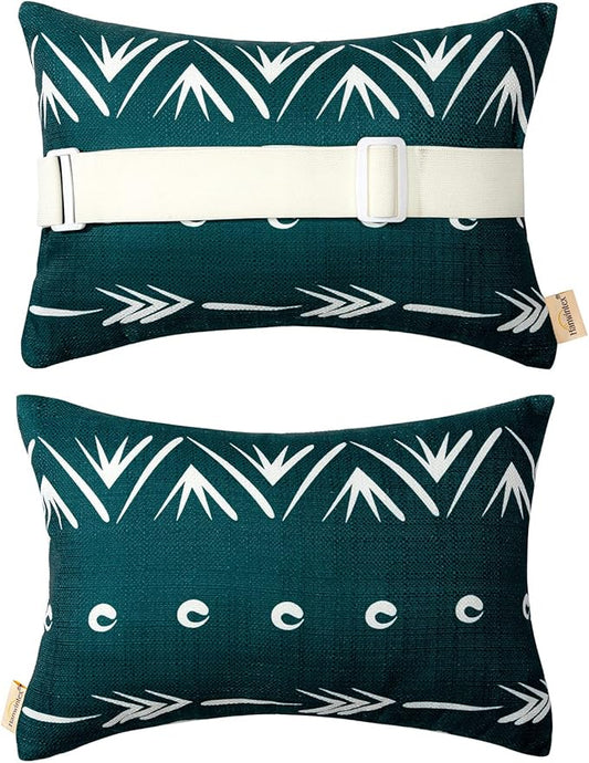 Lounge Chair Head Resting Pillows, Aderonideck Chair Head Waterproof Pillows with Insert Garden Furniture Neck Lumbar Attachment,2Pack 11"*16“