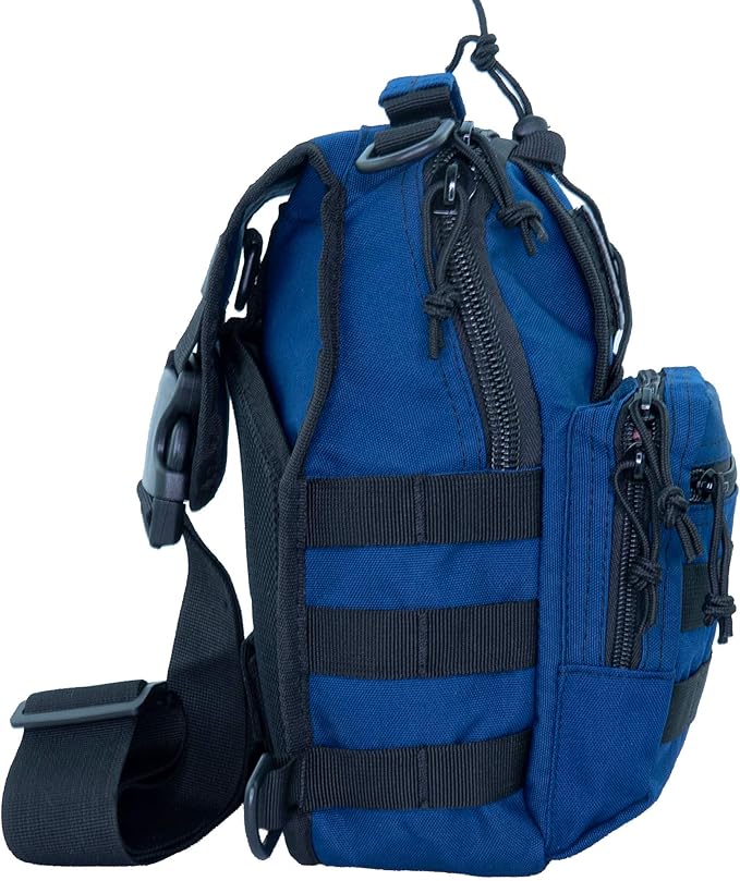LINE2design First Aid Sling Backpack - Lightweight Sling Backpack Tactical Shoulder EDC Bag - EMS Equipment Emergency Medical Supplies Shoulder Molle Bag - Perfect for Camping Hiking Trekking - Navy