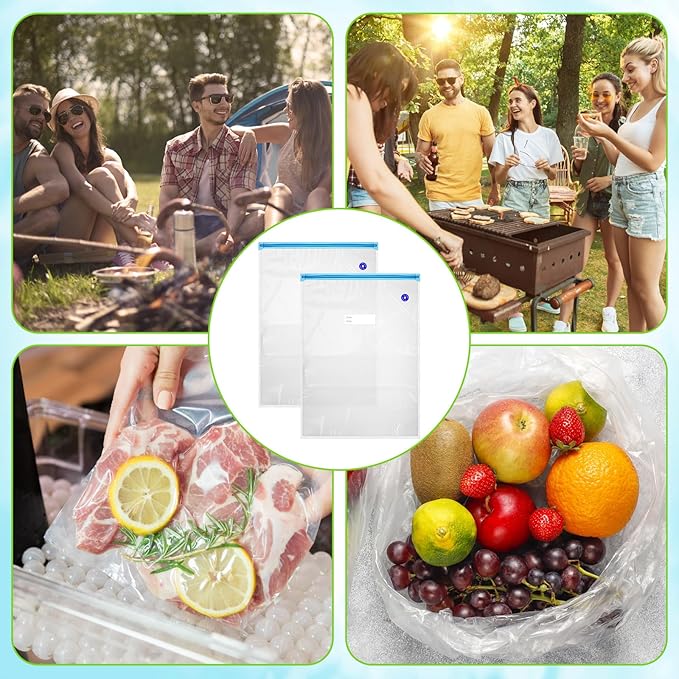 6Pcs Odor Proof Food Storage Bear Bags 14x20 Inch Reusable Double-Tracked Zip Packages Tear Resistant Barrier Bags for Keep Fresh, Backpacking, Camping, Outdoor, Refrigerator Freezing