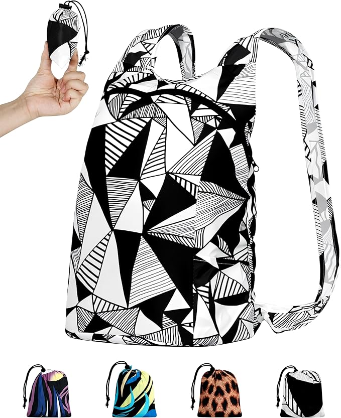 Pocket-Sized Hiking Daypack, Fashion patterns Lightweight 2.8oz, Water resistant Backpack for Women Men Camping (Sketch)