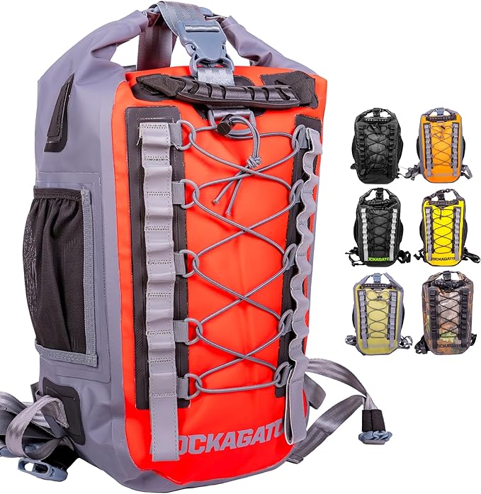 Rockagator Hydric 25L Waterproof Backpack - Heavy Duty Dry Bag with Roll-Top Closure for Outdoor Adventures, Floating River, Hunting, Hiking, Canoeing, Kayaking, Rafting or Beach - Redrock