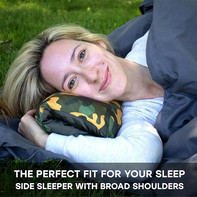 Small Backpacking Camping Pillow | Camp Pillow w/Machine-Washable Cover | Packable Travel Pillow w/Pouch + Strap | Hammock Pillow | Hiking Pillow | Camping Gear & Accessories