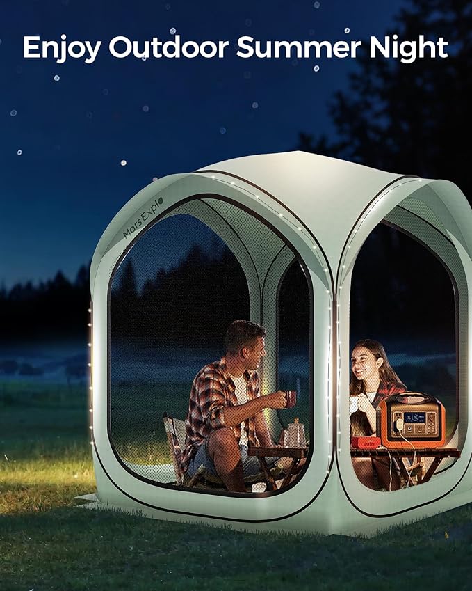 6x6 FT Pop-Up Screen House Tent, Portable Instant Screen Room Canopy with Mesh Doors and Carry Bag for Patio, Backyard, Deck, Camping, and Outdoor Activities,Bright Green