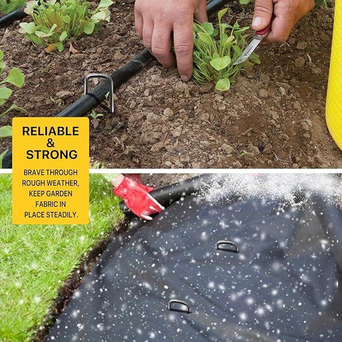 Landscape Staples 6inch 500pack,11Gauge Galvanized Lawn Staples, Sturdy Garden Stakes for Effortlessly Securing Weed Barrier Fabric,Ground Stabilization, and Tackling Outdoor Yard Work