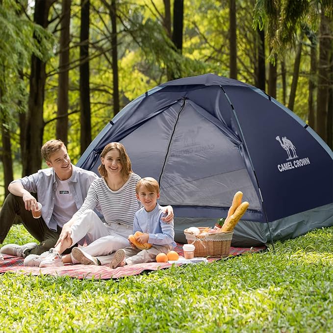 CAMEL CROWN 2/3/4 Person Camping Tent with Removable Rain Fly, Easy Setup Outdoor Tents Water Resistant Lightweight Portable for Family Backpacking Camping Hiking Traveling
