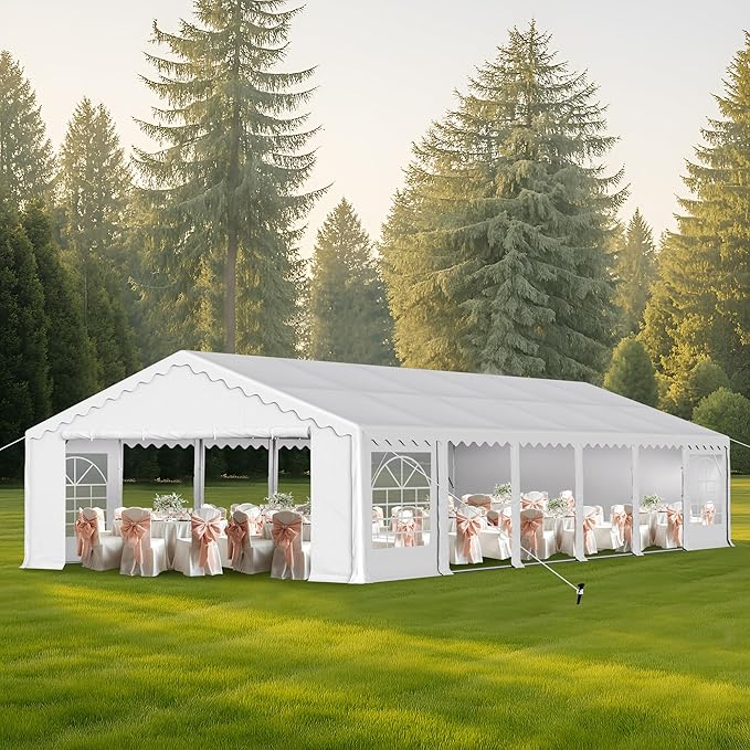 MFSTUDIO 20'x40' Party Tent, Outdoor Heavy Duty Party Tents with Removable Sidewalls, Large Canopy Tent Shelter for Outdoor Events Wedding Birthday, White
