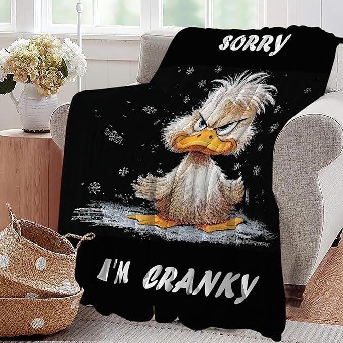 Funny Duck Blanket Cute Animal Throw Blankets Gifts for Girls Boys Kids Duck Lover Soft Cozy Fleece Plush for Couch Sofa Bed 80"x60"