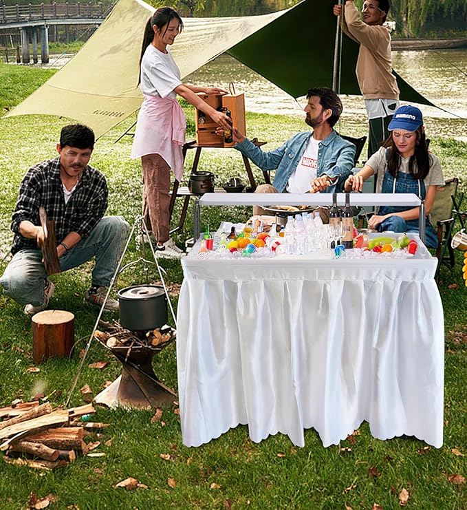 Cooler Table, Ice Table, Ice Tables for Party with Drain, Drink Tables for ice, Party Cooler with Detachable Skirt