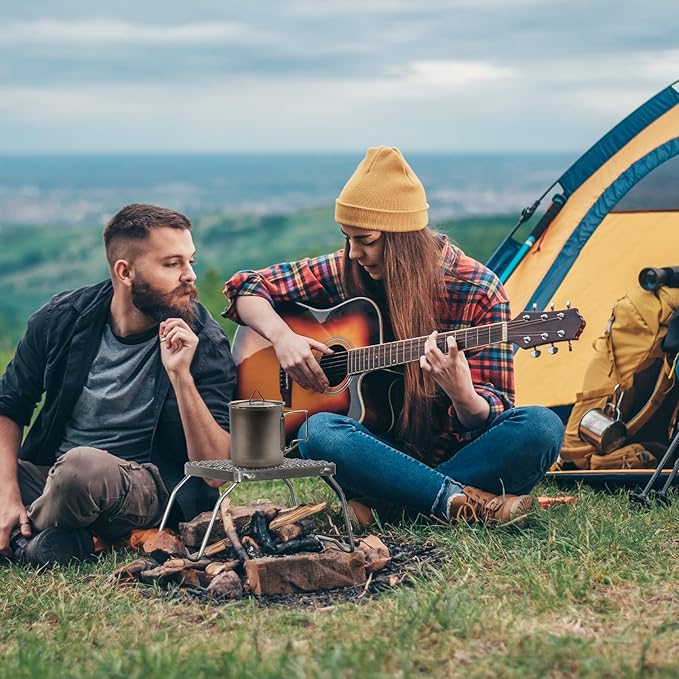 REDCAMP 6" Small Folding Campfire Grill, 304 Stainless Steel Firepit Grill Grate, Heavy Duty Portable Camping Grill with Carrying Bag for Outdoor Cooking Backpacking Hiking Picnics BBQ