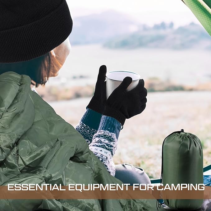 Tranqun 30 Pcs Cotton Liner Camping Sleeping Bags for Adult with Winter Beanies Gloves Sleeping Bag Waterproof Warm Lightweight for Backpacking Camping Indoor Outdoor Homeless